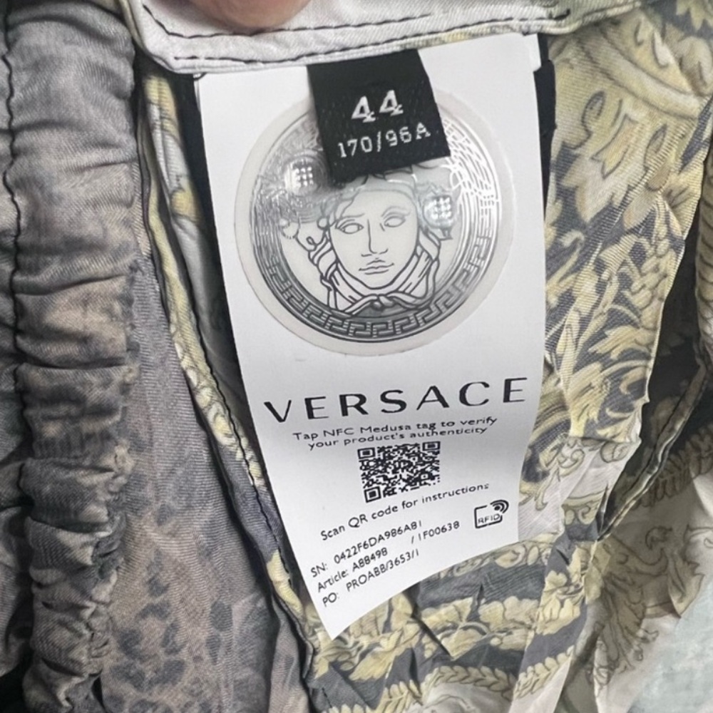 ‼️SOLD‼️Versace Signature-Prints Patchwork Wrinkle-detail Mini Shirt-dress 44EU - Picture 15 of 16